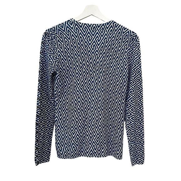 J. McLaughlin Blue and White Geometric Print Pullover Top size XS - Picture 2 of 8